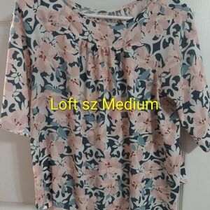 LOFT Floral Blouse - Pink and Blue
